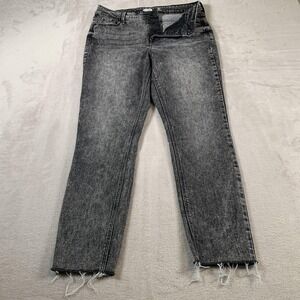 Old Navy Rockstar Jeans Womens 10 Black Gray High Rise Super Skinny Frayed Hem
